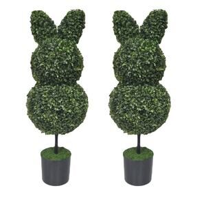 Boxwood Easter Bunny Topiary, Green, 35", 2 Count, by My Texas House Viral